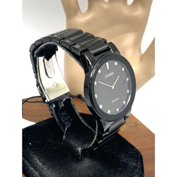 Citizen Men's Watch Eco-Drive Axiom AU1065-58G Diamond Accent Black Dial 40mm - Picture 14 of 14